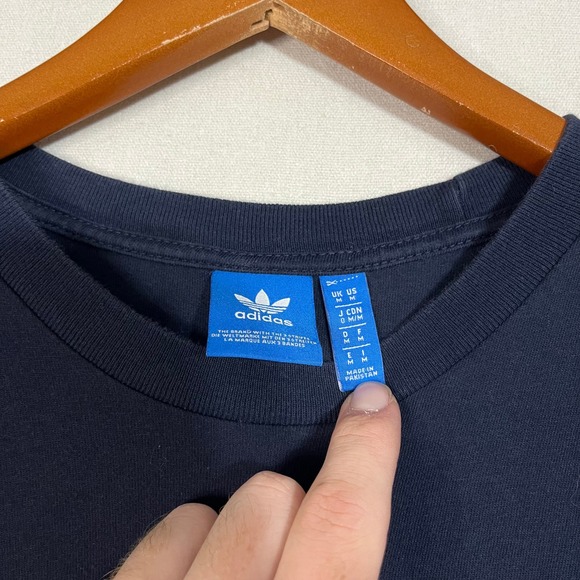 Adidas Originals Men's Trefoil Logo Tee Shirt Navy Blue White - Size M - Picture 4 of 8